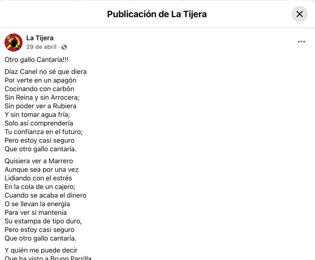 Texto poético sobre crítica social y política.